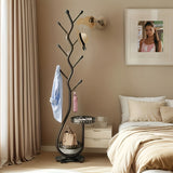 NNETM Freestanding Metal Coat Rack with Branch Hooks
