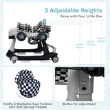 NNECW 4-in-1 Foldable Activity Car Walker with Adjustable Height and Speed-Grey