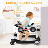 NNECW 4-in-1 Foldable Activity Car Walker with Adjustable Height and Speed-White