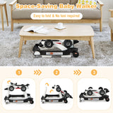 NNECW 4-in-1 Foldable Activity Car Walker with Adjustable Height and Speed-White