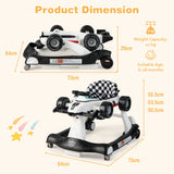 NNECW 4-in-1 Foldable Activity Car Walker with Adjustable Height and Speed-White