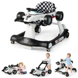 NNECW 4-in-1 Foldable Activity Car Walker with Adjustable Height and Speed-White