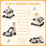 NNECW 4-in-1 Foldable Activity Car Walker with Adjustable Height and Speed-White