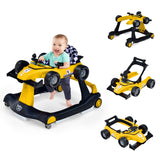 NNECW 4-in-1 Baby Walker with Adjustable Height and Speed-Yellow