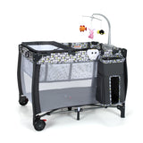 NNECW 3 in 1 Baby Portacot with Bassinet & Changing Table