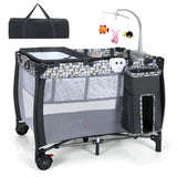 NNECW 3 in 1 Baby Portacot with Bassinet & Changing Table
