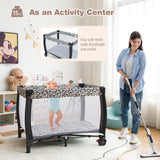 NNECW 3 in 1 Baby Portacot with Bassinet & Changing Table