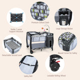 NNECW 3 in 1 Baby Portacot with Bassinet & Changing Table