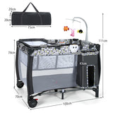 NNECW 3 in 1 Baby Portacot with Bassinet & Changing Table