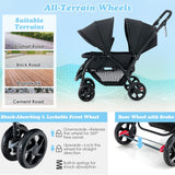 NNECW Folding Double Baby Stroller with Tandem Seating &amp; Canopy for Toddlers-Black