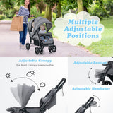 NNECW Folding Double Baby Stroller with Tandem Seating &amp; Canopy for Toddlers-Grey