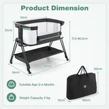 NNECW Easy Folding Portable Baby Crib with 7 Adjustable Heights-Black