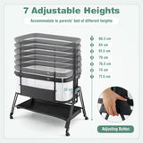 NNECW Easy Folding Portable Baby Crib with 7 Adjustable Heights-Black
