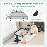 NNECW Easy Folding Portable Baby Crib with 7 Adjustable Heights-Black