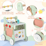 NNECW 6-in-1 Toddler Push and Pull Walker with Play Kitchen for Kids-Green