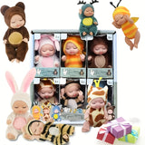 NNETM 6-Piece Mini Children’s Dolls Set with Animal Costumes