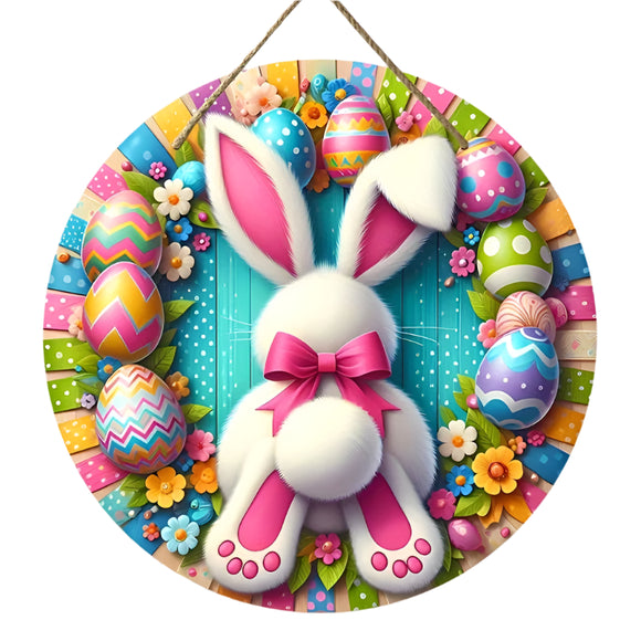 NNETM Vibrant Easter Bunny & Egg Wooden Garland Sign