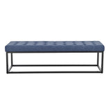 NNEDPE Cameron Button-Tufted Upholstered Bench with Metal Legs - Blue