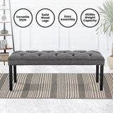 NNEDPE Cate Button-Tufted Upholstered Bench by - Dark Grey