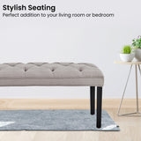 NNEDPE Cate Button-Tufted Upholstered Bench by - Light Grey