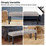 NNEDPE Cate Button-Tufted Upholstered Bench by - Light Grey