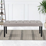 NNEDPE Cate Button-Tufted Upholstered Bench by - Light Grey