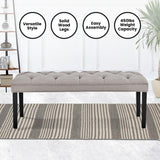 NNEDPE Cate Button-Tufted Upholstered Bench by - Light Grey