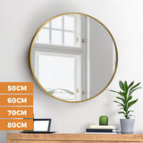 NNETM 70cm Round Wall Mirror with Gold Frame – Modern Decorative Mirror