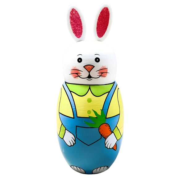 NNETM Wooden Cartoon Rabbit Dolls Set for Kids