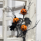 Artificial Pumpkin Bouquet with Black Vase, Realistic Plastic Spooky Jack-O-Lantern Flowers, Halloween & Christmas Decorations, for Mantel Table Centerpiece Porch, Fake Pumpkin Plant