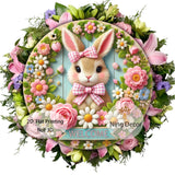 NNETM Easter Bunny Wooden Welcome Sign Spring Decor