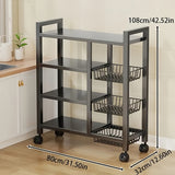 NNETM Movable Kitchen Storage Rack with Wheels (4-Tier)