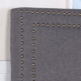 NNEDSZ Bed Head Queen Charcoal Headboard Upholstery Fabric Studded Buttons