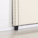 NNEDSZ Bed Head Queen White Headboard Upholstery Fabric Studded Buttons