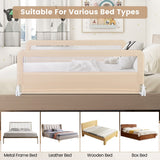 NNECW Height Adjustable Bed Rail with Mesh Cloth for Toddlers-Beige