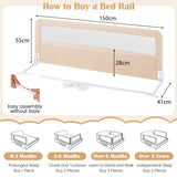NNECW Height Adjustable Bed Rail with Mesh Cloth for Toddlers-Beige