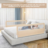 NNECW Height Adjustable Bed Rail with Mesh Cloth for Toddlers-Beige