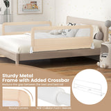 NNECW Height Adjustable Bed Rail with Mesh Cloth for Toddlers-Beige