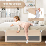 NNECW Height Adjustable Bed Rail with Mesh Cloth for Toddlers-Beige
