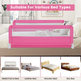 NNECW 150CM Foldable Bed Rail Guard with Removable Cover for Toddlers-Pink