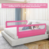 NNECW 150CM Foldable Bed Rail Guard with Removable Cover for Toddlers-Pink