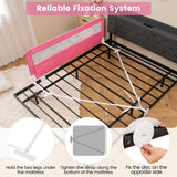 NNECW 150CM Foldable Bed Rail Guard with Removable Cover for Toddlers-Pink