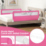 NNECW 150CM Foldable Bed Rail Guard with Removable Cover for Toddlers-Pink