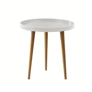 NNETM Minimalist Round White Coffee Table - Space-Saving Design