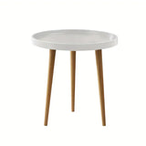 NNETM Minimalist Round White Coffee Table - Space-Saving Design