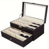 12-Slot Double-Layer Glasses Storage Box – Eyewear & Jewelry Organizer with Display Lid
