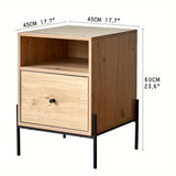 NNETM Wood Bedside Cabinet - Quiet Glide Drawers