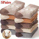 NNETM Women's Thermal Wool Christmas Socks (5 Pairs)