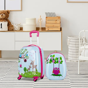 NNECW 2 Pieces Kids Luggage Set with 4 Casters & Retractable Handle