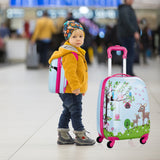 NNECW 2 Pieces Kids Luggage Set with 4 Casters & Retractable Handle